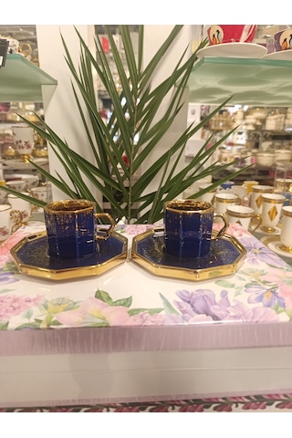 Acar Corcu 2 Kişilik Porselen Kahve Fincanı 90 Ml Lacivert