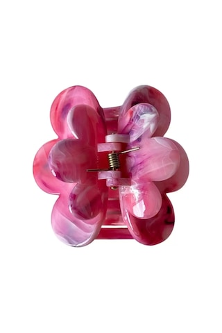 Caş Dekorasyon Pembe Renk Çiçek Figürlü Kemik Mandal Toka Pembe