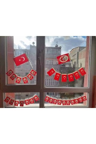 Büyük İpli Türk Bayrağı Kağıt İpli Bayrak - 1 Adet 100 X 10 Cm