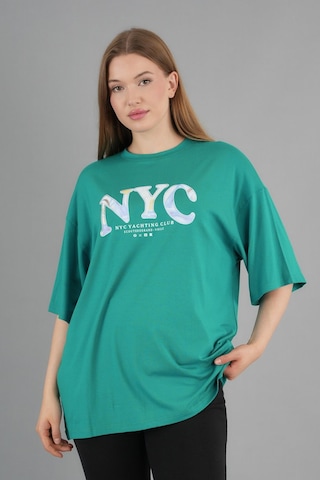 Alexandergardi Geniş Kalıp Bisiklet Yaka Baskılı Kısa Kollu T-shirt Yeşil
