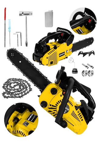 Schatz 25cc Mini Benzinli Testere Ağaç Odun Dal Budama Ve Kesme Testeresi Hızar Motoru 35cm Testere Sarı