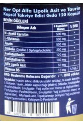 Vitapol Ner Opt Alfalipoik Asit Taurine Complex 120 Kapsül 2 Kut