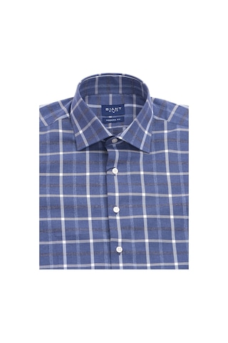 Giant Modern Fit Kareli Uzun Kol Erkek Gömlek - Minimalist Stil Lacivert