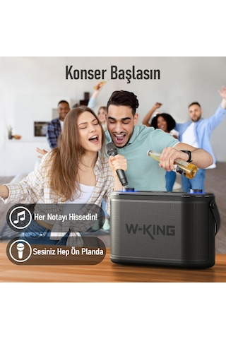 W-kıng H10 Bluetooth Hoparlör, 240w Karaoke Makinesi Boombox, 24 Saate Varan Çalma Süresi, Rec/mikro