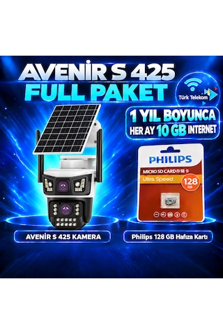 Avenir S425 Solar 4g Kamera Full Paket 128 Gb Hafıza Kartı Ve 1 Yıl Boyunca Her Ay 10 Gb Türk Telekom İnternet