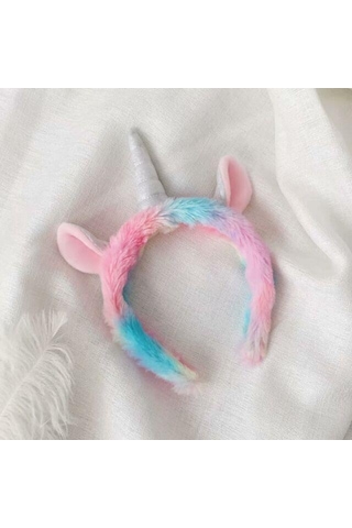 Unicorn Kulaklı ve Boynuzlu Tac Peluş Saç Bandı
