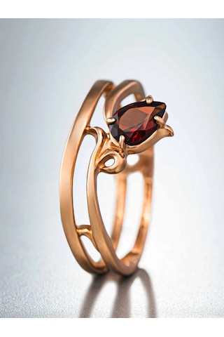 Uvelirnye Tradicii 925 Ayar Gümüş Doğal Granat Taşlı Yüzük 402987506 Gri