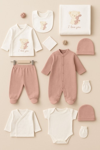 Bebitof Sevimli Ayıcık Tavşan 10parça Hastane Çıkışı Pembe