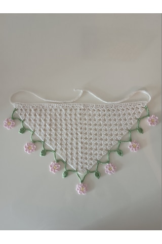 El Örgüsü Çiçekli Kız Çocuk Saç Bandanası / Tığ İşi Bağlamalı Bandana / %100 El Yapımı / Kız Çocuk Aksesuarı / Örgü Bandana / El Yapımı Çocuk Bandanası / Çiçekli Saç Aksesuarı / Çocuk Saç Bandı Krem