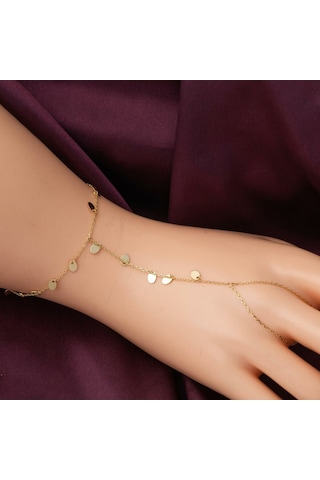 Bilezikci Oval Pullu 14 Ayar Sarı Altın Şahmeran Bileklik Sbfv31332 Çok Renkli