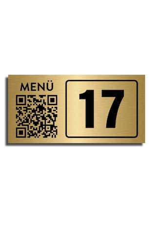 Qr Kod Menülü Gold Masa Numarası - Kişiye Özel Baskılı Masa Numaratörü 1-20 Arası 10x5 Cm