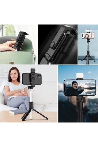 Kendiliğinden Led Işıklı Kumandalı Uzayabilen Selfie Çubuğu, Masa Üstü Tripod
