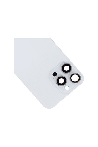 Pazly Apple Uyumlu iPhone 15 Pro Max Cam Pil Arka Kapak, Flaş Braketi + Kablosuz Şarj Beyaz