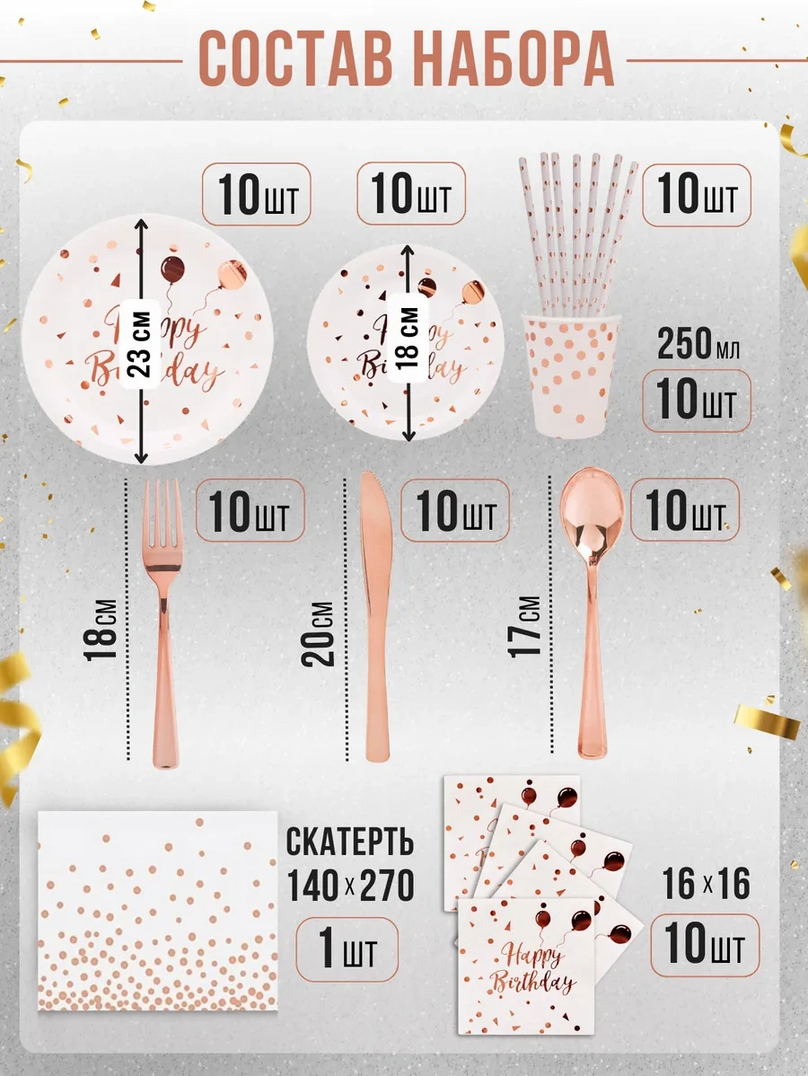 Frenco Doğum Günü İçin 10 Kişilik Tek Kullanımlık Sofra Takımı 333262178 100 adet