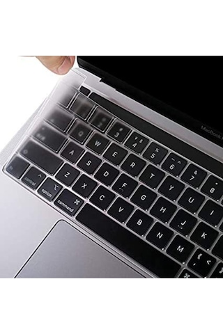 Apple Uyumlu MacBook Air 2020 13 Inc M1 A2337 / A2179 Türkçe Q Klavye Slim Şeffaf Klavye Koruyucu Kılıf