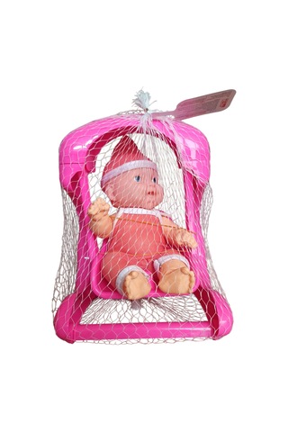 Oyuncak Salıncak Ve Bebek Seti 22 Cm Salıncak, 20 Cm Bebek, Renkli Kıyafetli Mini Bebek Oyuncak