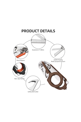 Hfambition Kahverengi Çok İşlevli Çakı Pense, Taşra Kampı İçin Gerekli, Katlanabilir Makas, Cam Kırıcı, Açıcı Ve Ölçü Cihazı