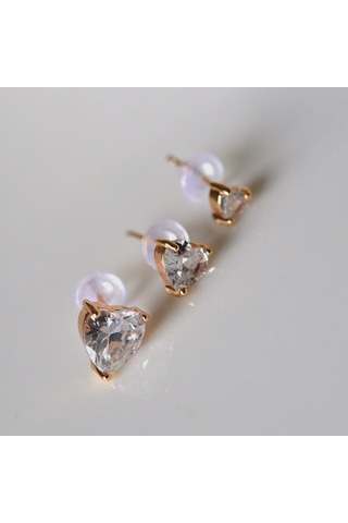 Tektaş Kalp Küpe Seti 3 Parça Çok renkli