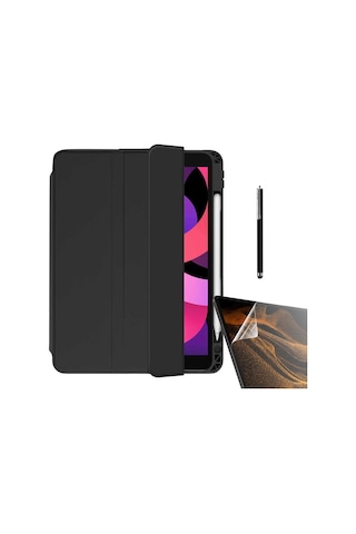 Apple Uyumlu iPad Pro 12.9 2018 3.nesil Kılıf Kalem Bölmeli Arkası Şeffaf Standlı Nt22 Nano Kalem