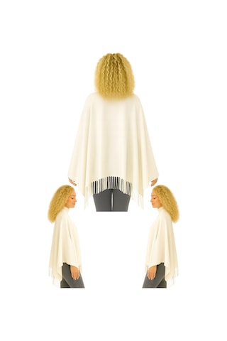 1 Adet Kadın Büyük Bedene Uygun Ekstra Yumuşak Dokulu Püskül Detaylı Kışlık Atkı Omuz Şalı Krem