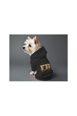 Kedi Ve Köpek Kıyafeti & Elbisesi Siyah Hoodie Fbı Xs