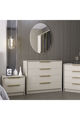 Kale Luxe Aynalı 4ç Şifonyer - Kumtaşı