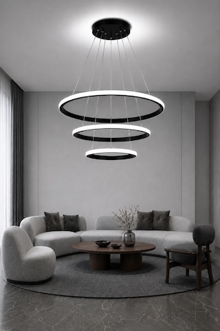 Rizon 3 Lü Led Sarkıt Avize Beyaz Işık Siyah