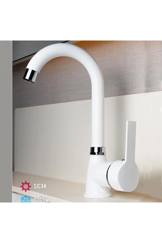 Inventa Beyaz Delta Kısa Borulu Lavabo Bataryası