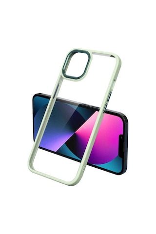Apple Uyumlu iPhone 13 Pro Kılıf Zore Krom Kapak Light Green