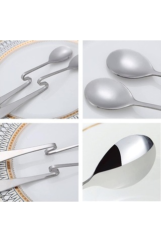 Fastbuy 6 Adet Yaratıcı Paslanmaz Çelik Kahve Karıştırma Kaşığı Bükülmüş Asılı Bardak Kaşığı Restoran Otel Kavisli Saplı Bükü