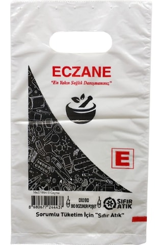 Baskılı Eczane Poşeti 16 X 26 Cm 2000 Adet