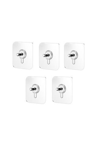 Güçlü Yapışkanlı 10mm Hanger Vidalı Askılık 5 Adet-al4265 Şeffaf