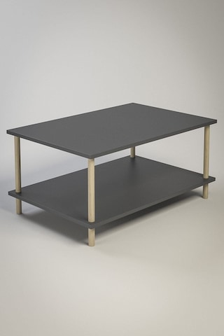 Dikdörgen Orta Sehpa Ahşap Ayaklı Sehpa Iki Raflı Sehpa Dekoratif Sehpa Gazetelikli-antrasit-90x60