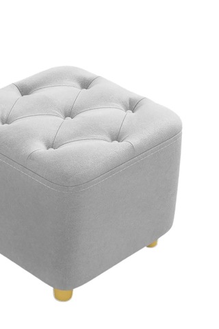 Most Hallow Kapitoneli Kare Puf 22 Gri Kadife Kumaş Evinize Tesl