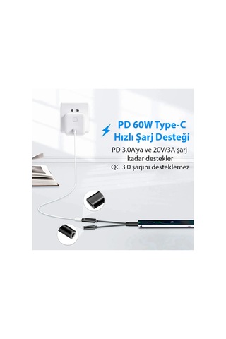 Ally Apple Uyumlu iPhone 15 İçin Type-c Şarj + 3.5mm Kulaklık 2in1 Çevirici Adaptör- 5775 - Karbul8927-1 Siyah