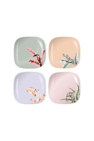 Yvonne Ellen Bambu Tabaklar 20 Cm 4'lü Set Çok Renkli