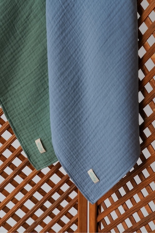 Pamuk 4 Katlı Müslin Örtü Seti 2'li İndigo Mavi ve Çağla Yeşili Mavi Yeşil