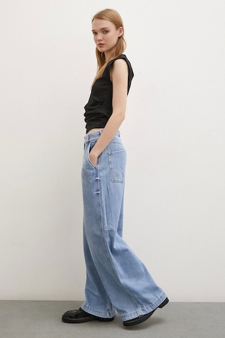 Never More Yüksek Bel Geniş Paça Jean Buz Mavisi Buz Mavisi Buz Mavi