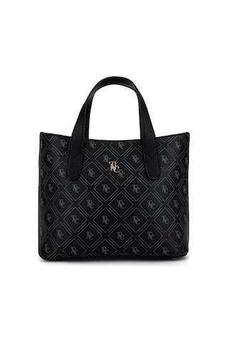 Tamer Tanca Kadın Suni Deri Siyah Desen El Çantası 743 2342 Erk Cnt Sk25-26 Sıyah Gfrj Siyah