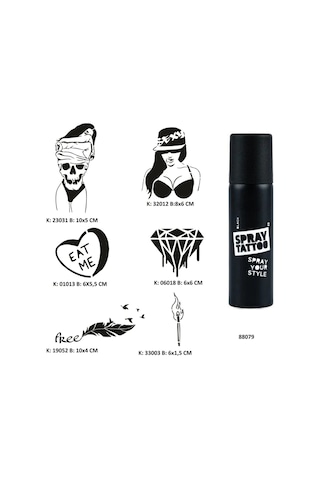 Davetkar Modeller Spray Tattoo Geçici Dövme Seti Dark Sprey Dövme Kiti