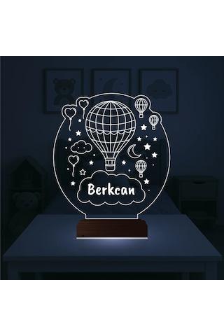 Luvivia Çocuk Odası Hediye Balon Kalp Kişiye Özel 3d Lamba - Masa Gece Lambası Şeffaf