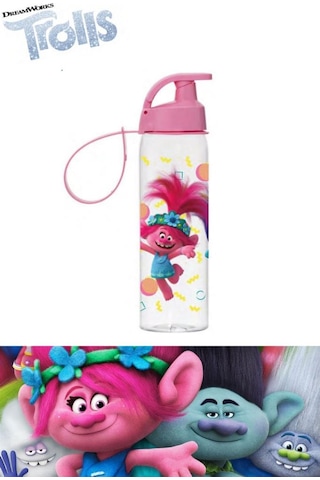 Flosoft Lisanslı Trolls Matara, Trolls Desenli Okul Suluğu, Sızdırmaz Öğrenci Suluk 500Ml