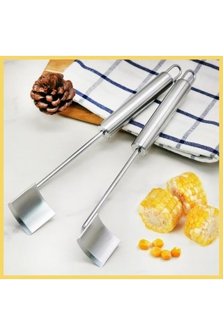 2024 Geliştirilmiş Mısır Soyucu, Koçan Soyma Aleti, Ev Mutfağı İçin Pratik Mutfak Aleti, Gümüş, 1 Parça Gümüş