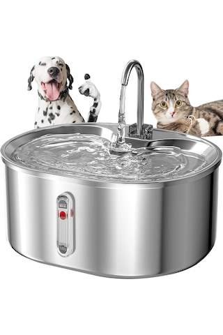 Ecronicword Evcil Hayvan İçme Çeşmesi Paslanmaz Çelik Kediler