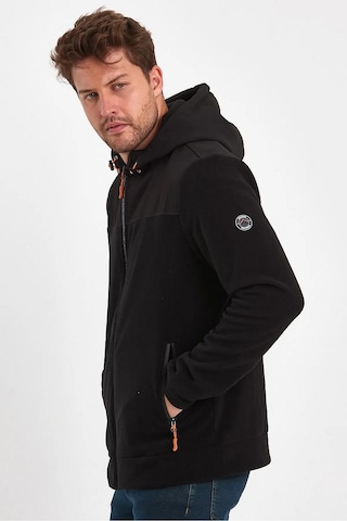 Rodi Jeans Erkek Ön Arka Garnili Fermuarlı Kapüşonlu Polar Haki