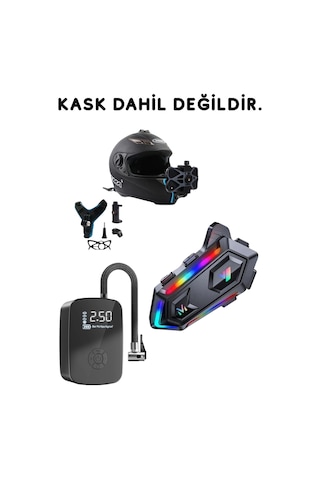 Fırsat Paket Motorsiklet Kask Interkom Kulaklık Oto Hava Pompa Kompresörü Kask Telefon Tutucu Aparat