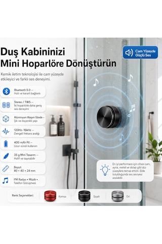 Kablosuz Kemik Ses Hoparlör Siyah 5.0 Bluetooth Yapışkanlı İletim Özellikli Dahili Stereo Fm Taşınabilir - Gri