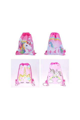 Çocuk Sırt Çantası Nötr Saklama Çantası Dokunmamış İpli Okul Çantası Unicorn Karikatür Sırt Çantası Sevimli İpli Çanta Çok Renkli Kirpik Unicorn