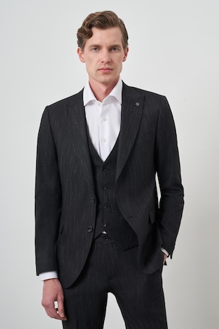 Morven Erkek Siyah Trend Yelekli Slim Fit Sivri Yaka Takım Elbise 25mc001069001 Siyah
