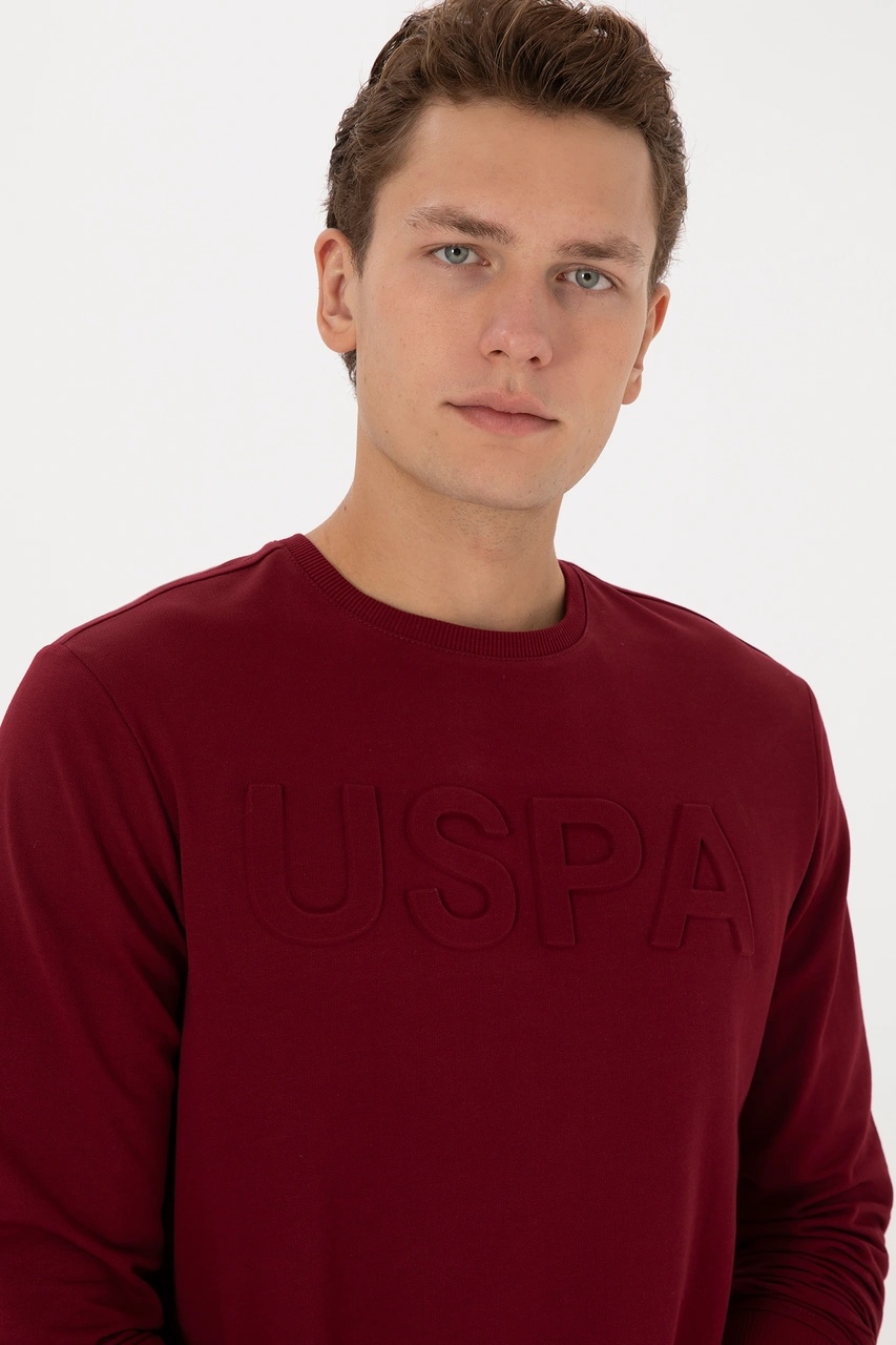 U.S. Polo Assn. Erkek Regular Fit Bisiklet Yaka Bordo Basic Sweatshirt 50307793-VR014